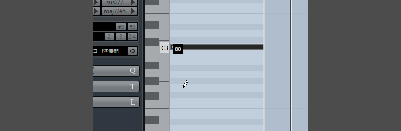 入力の際にペンシルツールでMIDIのベロシティが変更可能に