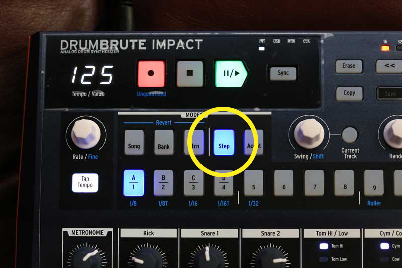 DrumBrute Impactステップ入力の方法