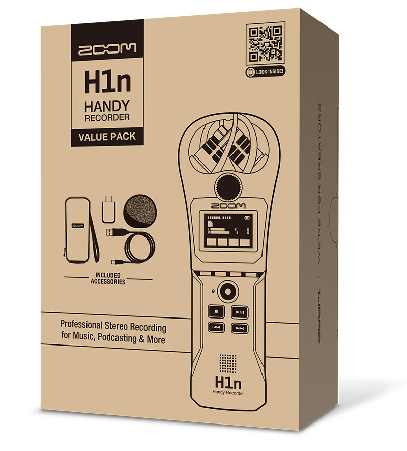 ズームから「H1n」にウィンドスクリーン、ACアダプタ、USBケーブル、ソフトシェルケースを同梱したH1nバリューパック「H1n-VP」がリリースされた。