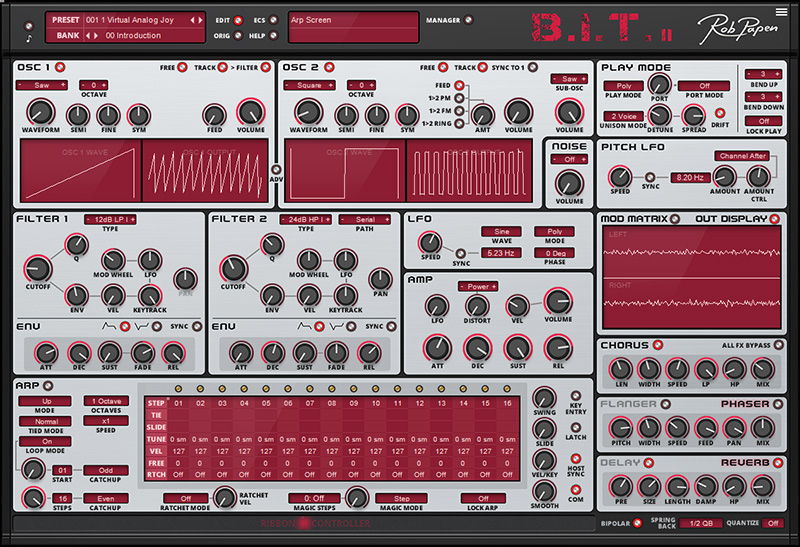 ディリゲントから16ボイス・2オシレーターのバーチャルアナログシンセサイザーRob Papen「Rob Papen BIT2」がリリースされた。