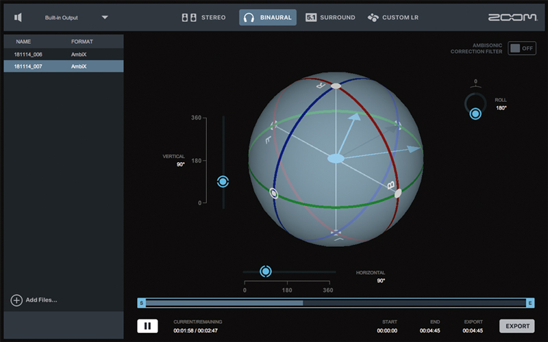 「ZOOM Ambisonics Player」