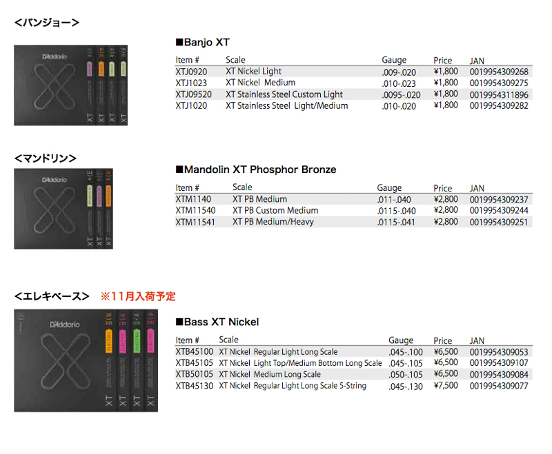 D’Addario「XT SERIES」をリリース!