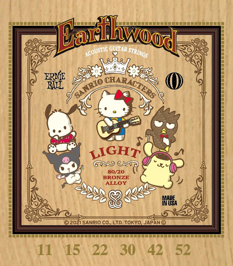 EARTHWOOD LIGHT 80/20 BRONZE ACOUSTIC GUITAR STRINGS 11-52 GAUGE SANRIO