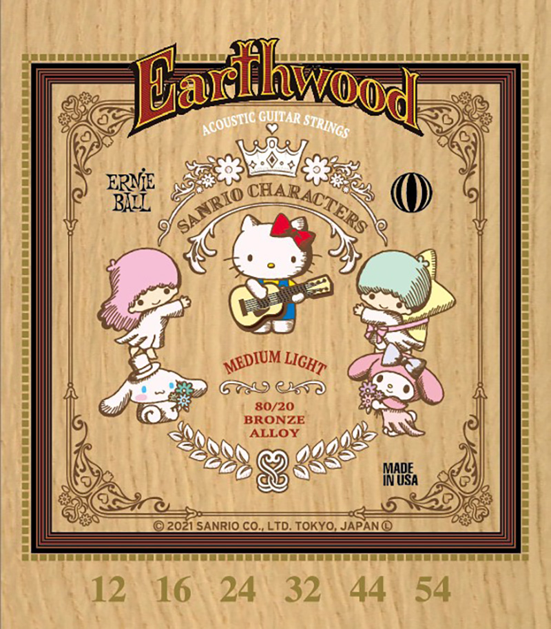 EARTHWOOD MEDIUM LIGHT 80/20 BRONZE ACOUSTIC GUITAR STRINGS 12-54 GAUGE SANRIO