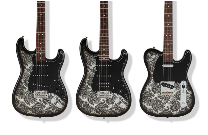 フェンダーミュージック、ペイズリー柄をまとったBLACK PAISLEYモデル3製品