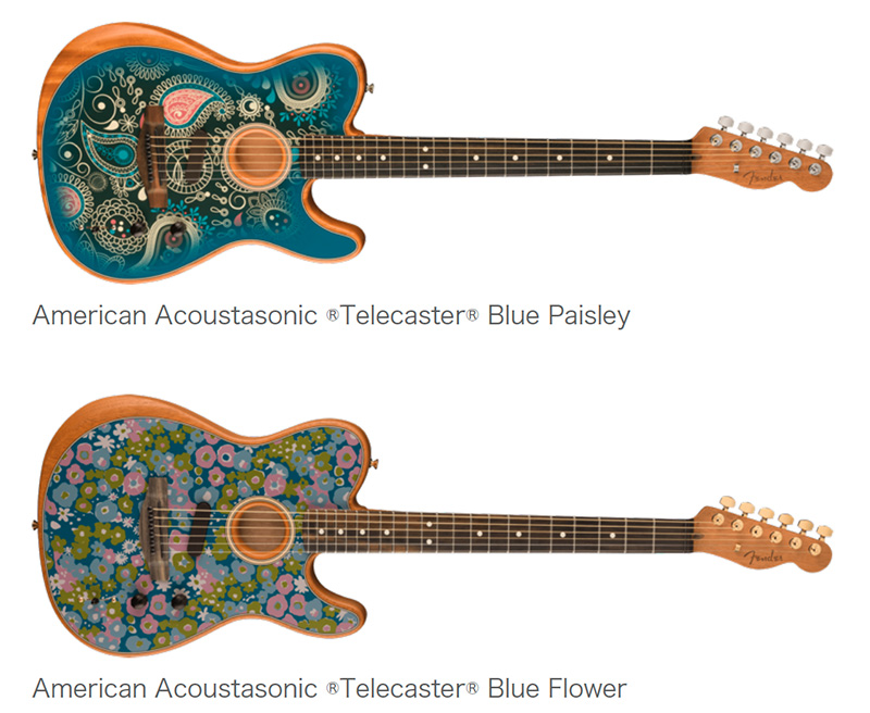 フェンダーミュージック、人気のアコスタソニックに数量限定デザインが登場！ 『AMERICAN ACOUSTASONIC® TELECASTER® BLUE PAISLEY / BLUE FLOWER』