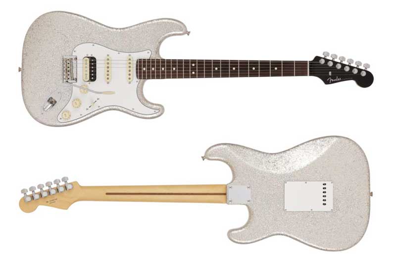 シルバースパークルフィニッシュのSTRATOCASTER HSSモデル