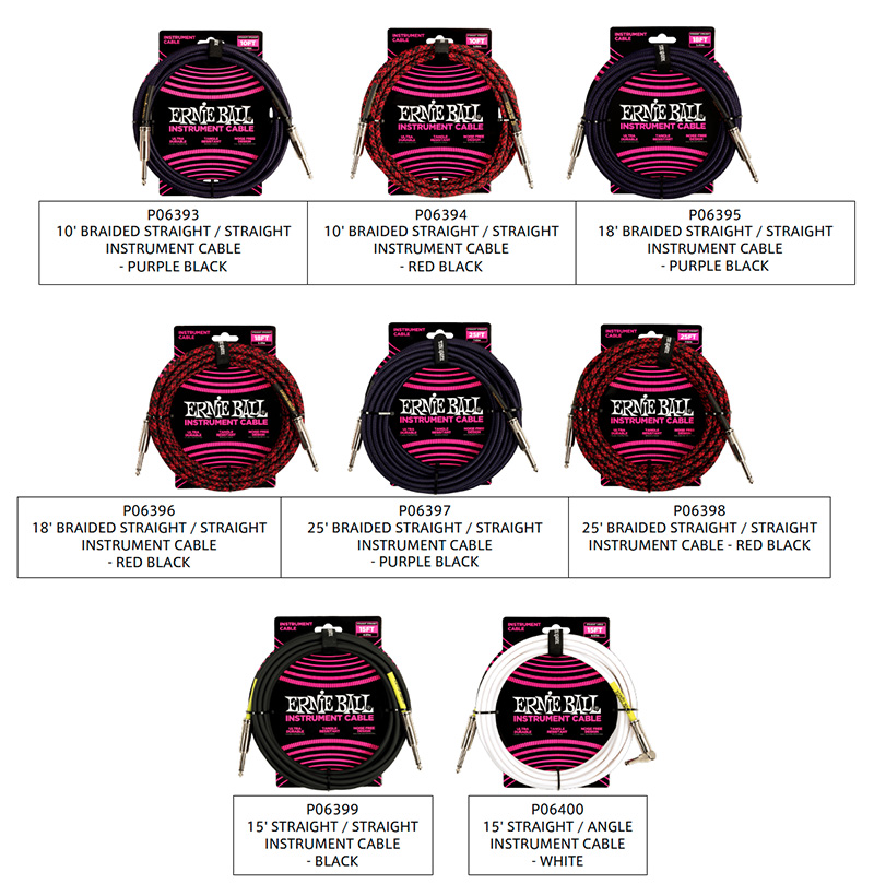 ERNIE BALL INSTRUMENT CABLES - NEW FOR 2022