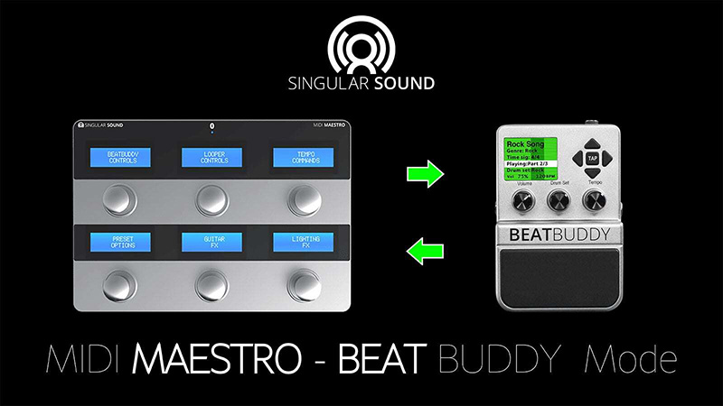 フックアップ 、Singular Sound「MIDI Maestro」をリリース！（ペダル型ドラムマシンBeatBuddyとマルチトラックルーパーAEROS Loops Studioの操作性を格段に向上させる拡張ペダル）