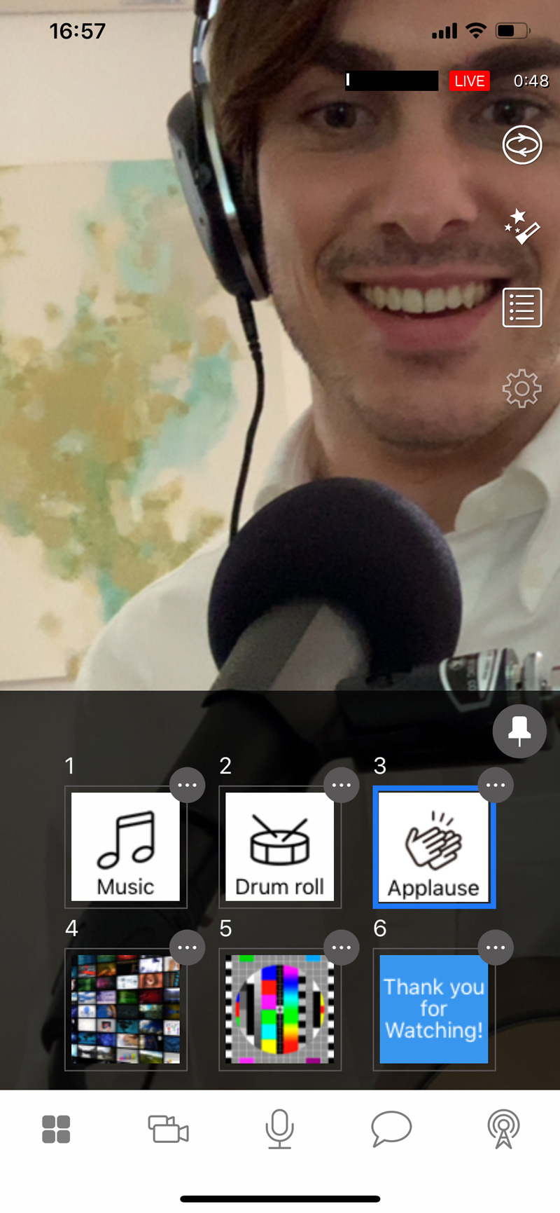 『GO:LIVECAST』 アプリ操作画面イメージ