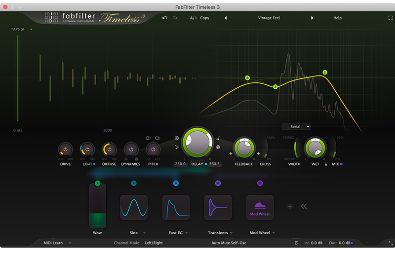 ディリゲント、FabFilter「Timeless3」をリリース！（ヴィンテージ・サウンドのテープ・ディレイ・プラグインの最新バージョン）