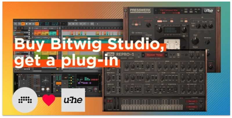 BITWIG STUDIO購入で、u-heプラグインをゲット
