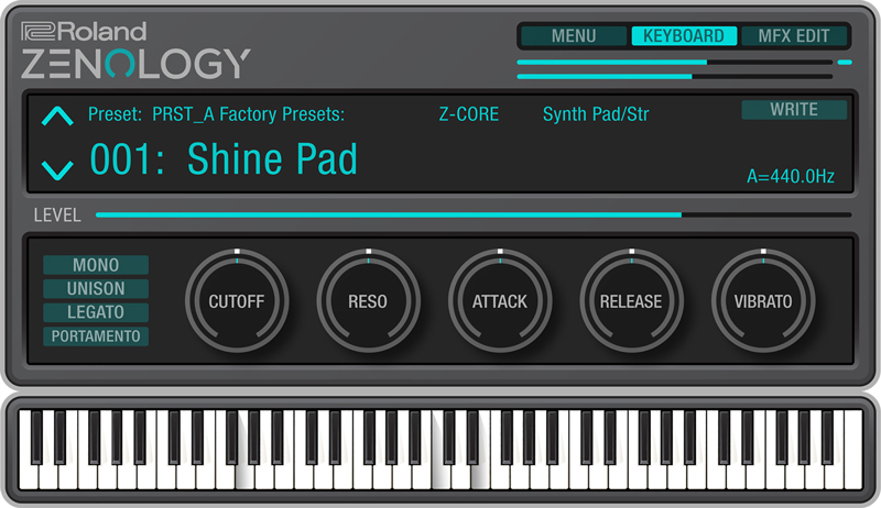 「ZENOLOGY」の音色設定画面